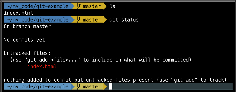 Running git status after saving a new file to the folder